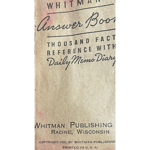 Vintage 1938 Whitman's Pocket Answer Book Daily Memo Diary Booklet - Picture 5 of 5